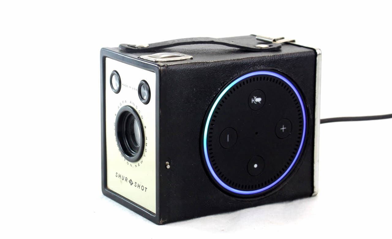 LightAndTimeArt Speaker Bags, Covers & Cases Holder Stand For Amazon Echo Dot 2nd Generation Speaker- ANSCO Shur Shot Special Camera - Music Lover Gift
