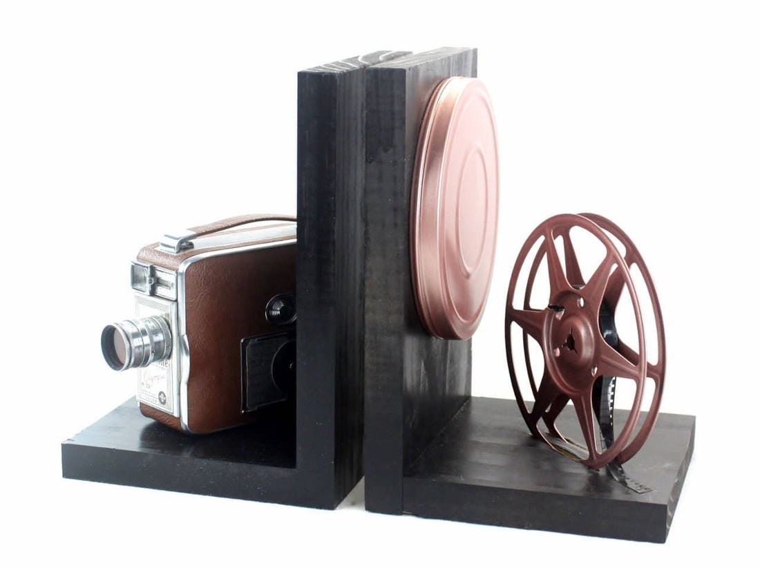 Vintage Camera Bookends, Coppertone Brown Keystone Olympic, DVD Movie ...