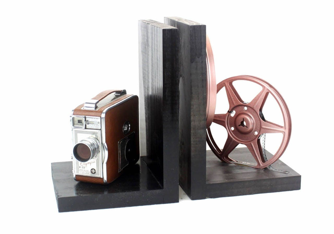 Vintage Camera Bookends, Coppertone Brown Keystone Olympic, DVD Movie ...