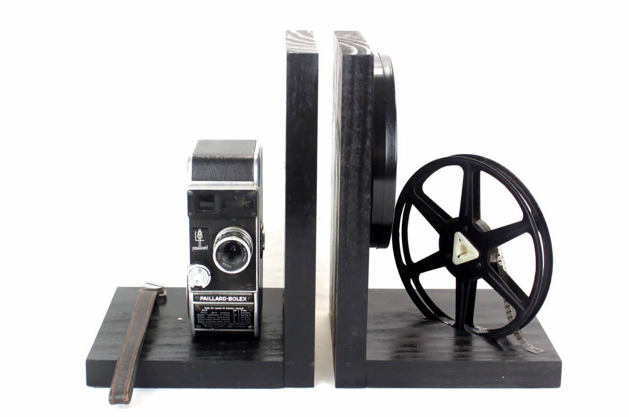 LightAndTimeArt Bookends Vintage Camera Bookends, Movie Theater Decor, Bolex Paillard L8, DVD Holder, Movie Maker, Director & Actor Gift