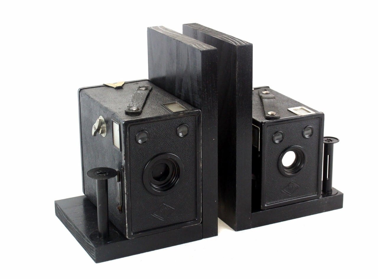 LightAndTimeArt Bookends Vintage Camera Bookends - AGFA Cadet D6 and B2