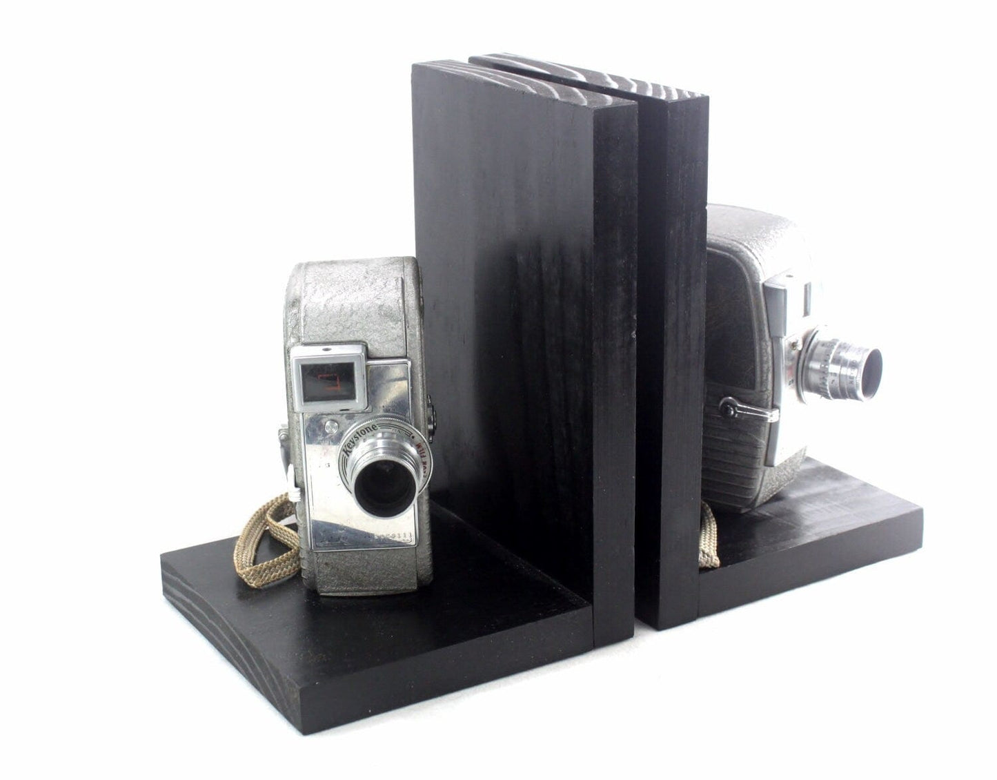 LightAndTimeArt Bookends Vintage Camera Bookends - DVD Holder - Keystone K25 Capri - Movie Theater Decor