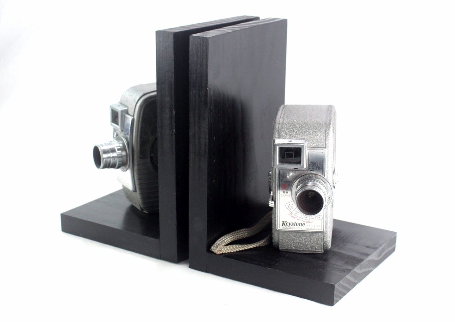LightAndTimeArt Bookends Vintage Camera Bookends - DVD Holder - Keystone K25 Capri - Movie Theater Decor