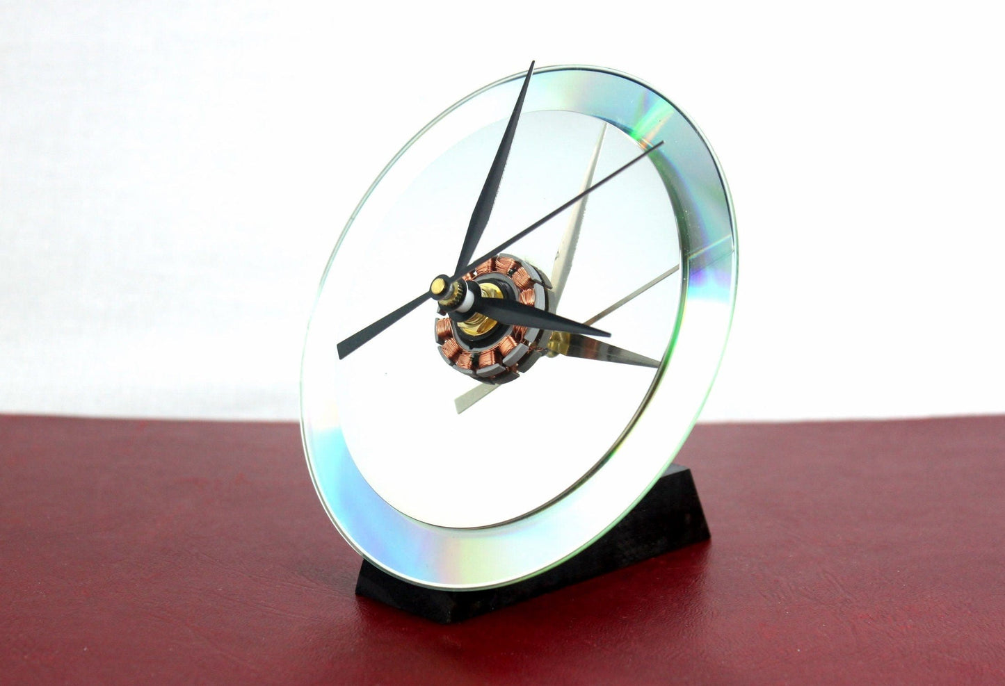 LightAndTimeArt Harddrive Clock Upcycled Dual Disk Platter Hard Drive Wall & Desk Clock - Gift for geeks - gift for IT