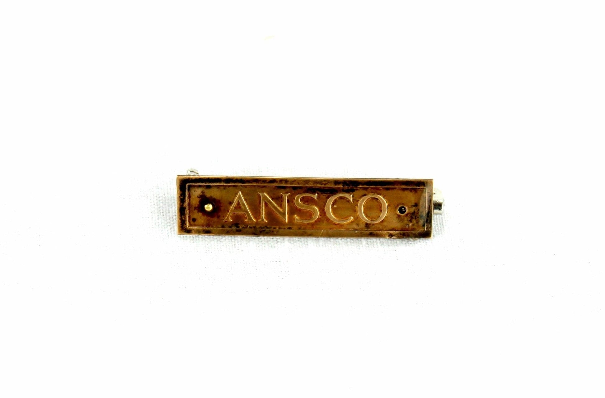 LightAndTimeArt Brooches & Lapel Pins Vintage Minimalist Lapel Pin, ANSCO Camera Name Plate, Holiday gift for him, Stocking Stuffer