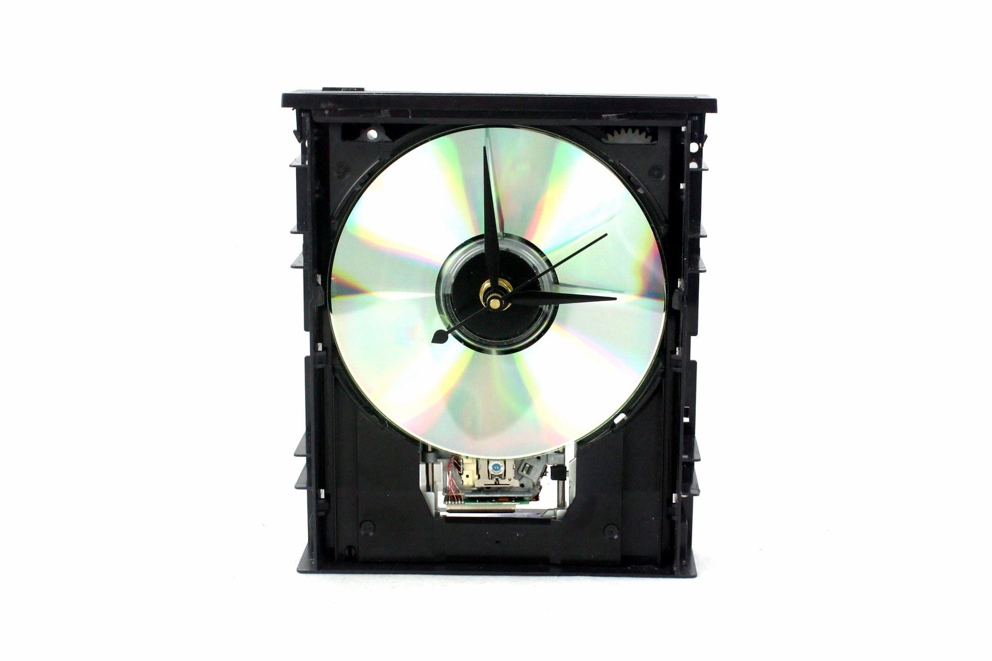 LightAndTimeArt Harddrive Clock Upcycled Black & Silver DVD Drive Clock Tower  - Modern Desk Clock - Gift for geeks - gift for IT