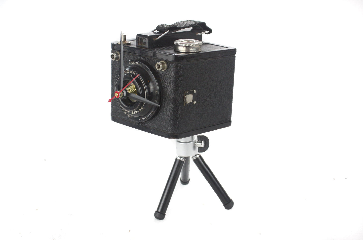 LightAndTimeArt Camera clocks Vintage Tripod Desk Clock - Brownie Flash Six-20/16 - Repurposed Vintage Camera