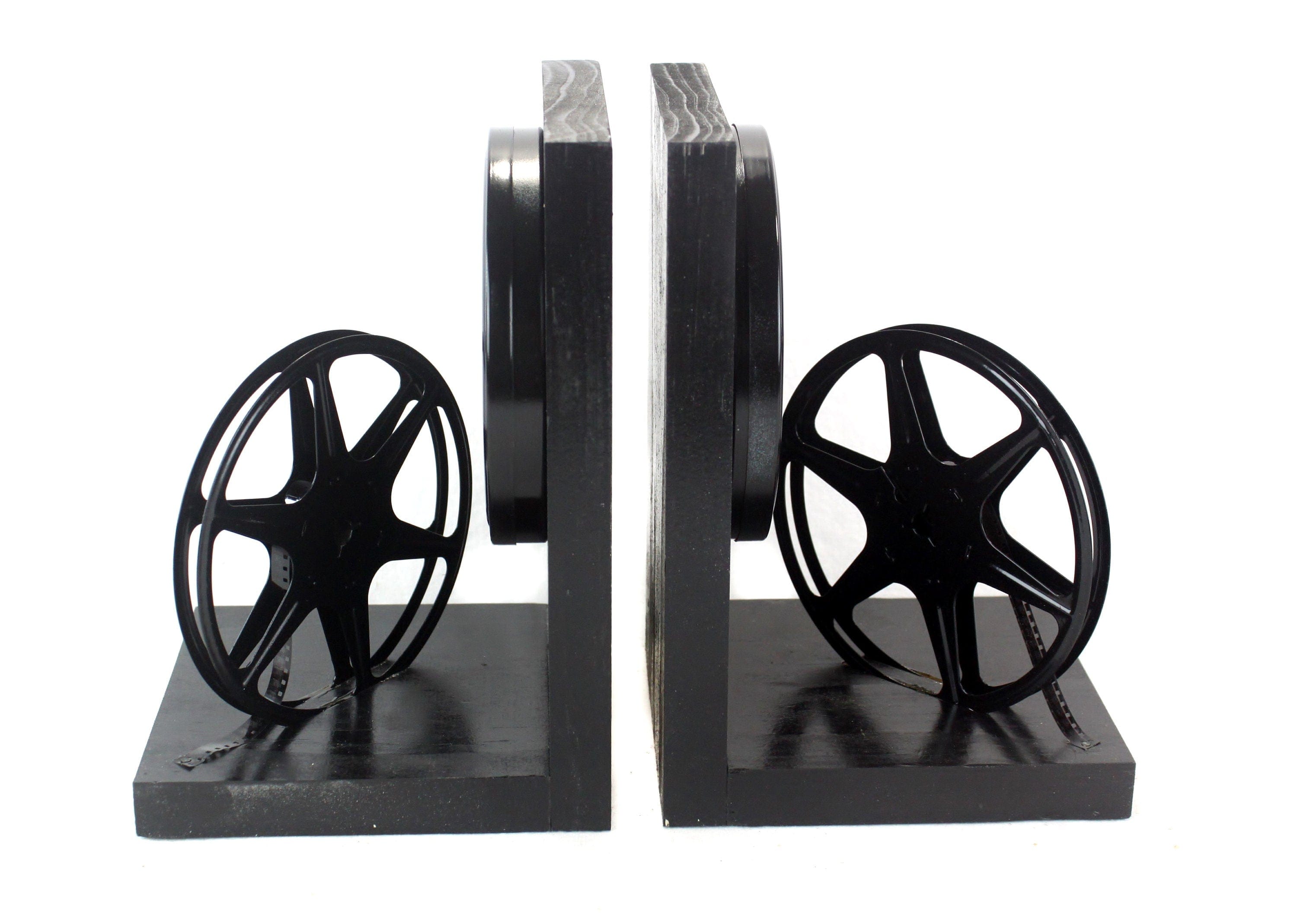 Vintage 8mm Film Reel Bookends DVD Holder Movie Room Home Theater Decor Movie Maker Director Actor Gift Handmade in USA