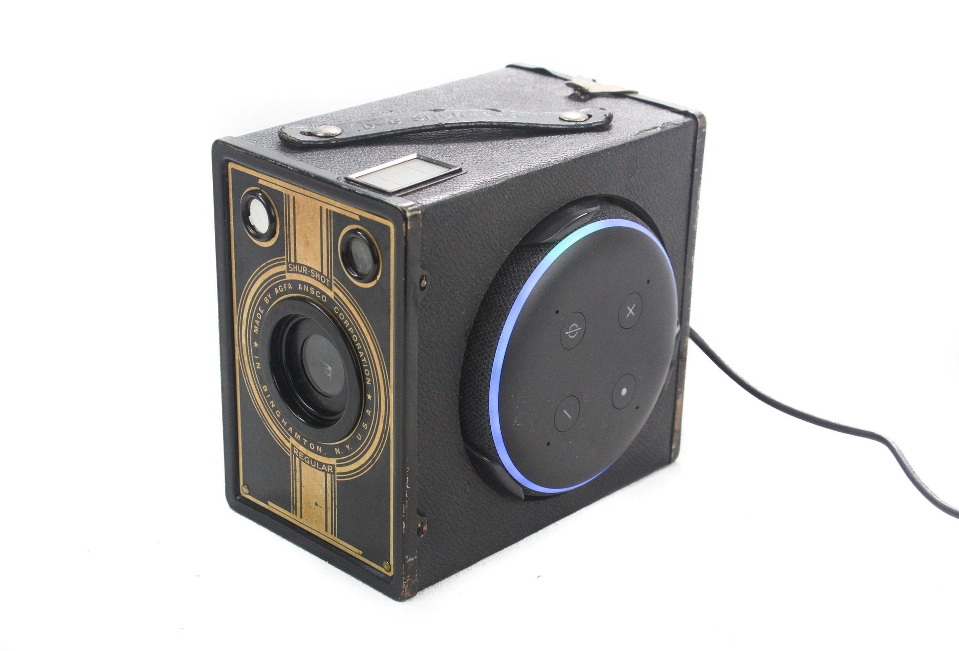 LightAndTimeArt Speaker Bags, Covers & Cases Amazon 3rd Gen Echo Dot Holder/Stand - ANSCO Shur Shot Camera - Music Lover Gift - New Front Faces