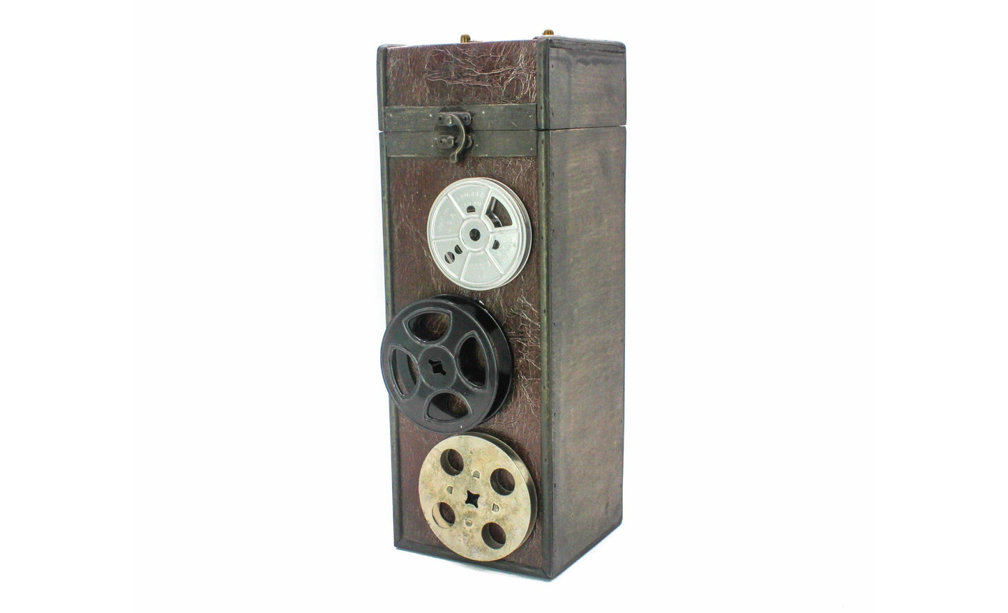 LightAndTimeArt Wine Bottle Holders Film Reel Wine Box Holder, Wine Case Decoration, Wine Case Wood, Wine Box Carrier, Hostess gift