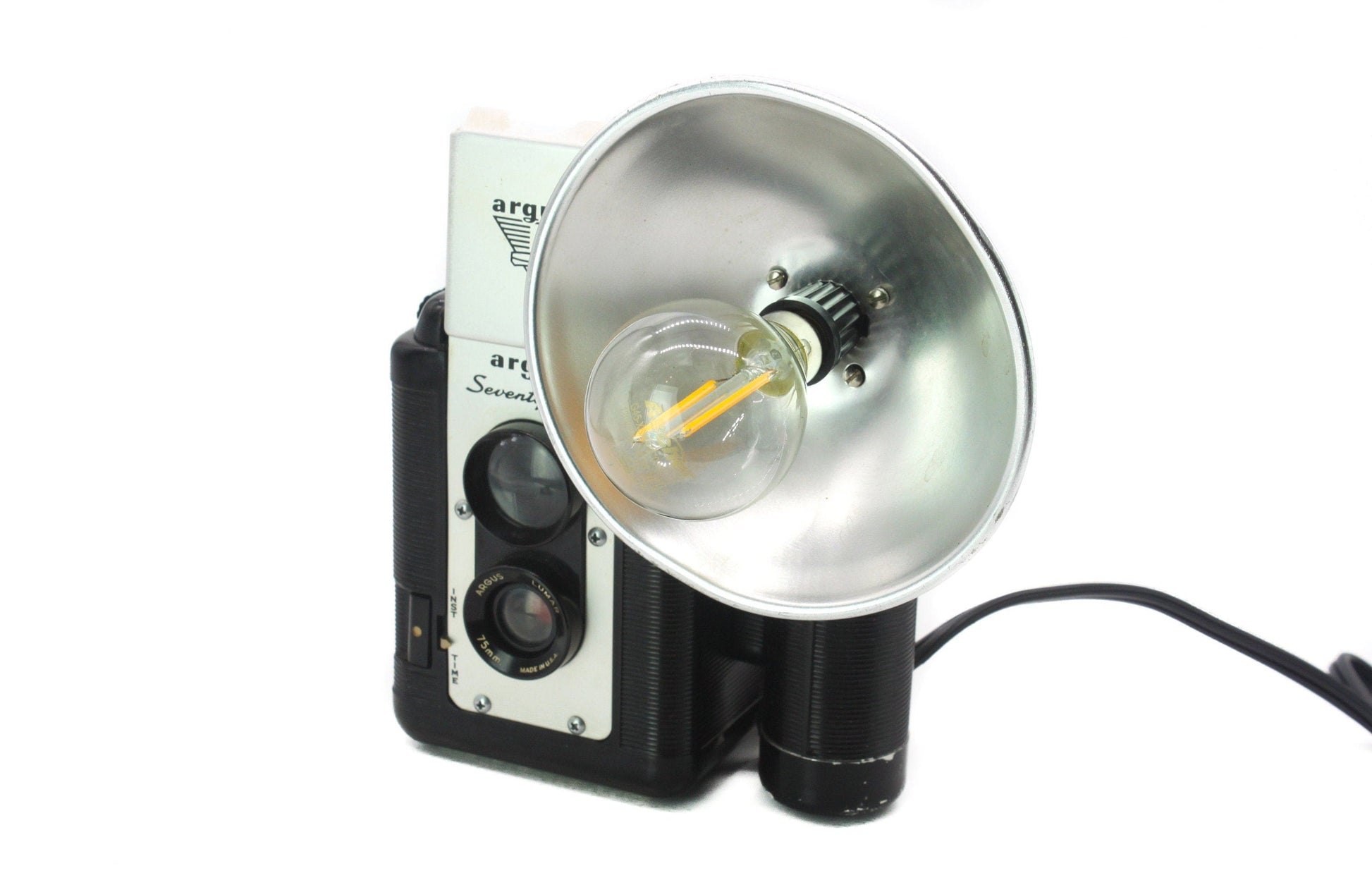 LightAndTimeArt Camera Lamp LED Reading Lamp, Desk Lamp, Argus Argoflex Seventy-Five Camera, 50' table lamp, task lamp, mid-century light, movie room lamp