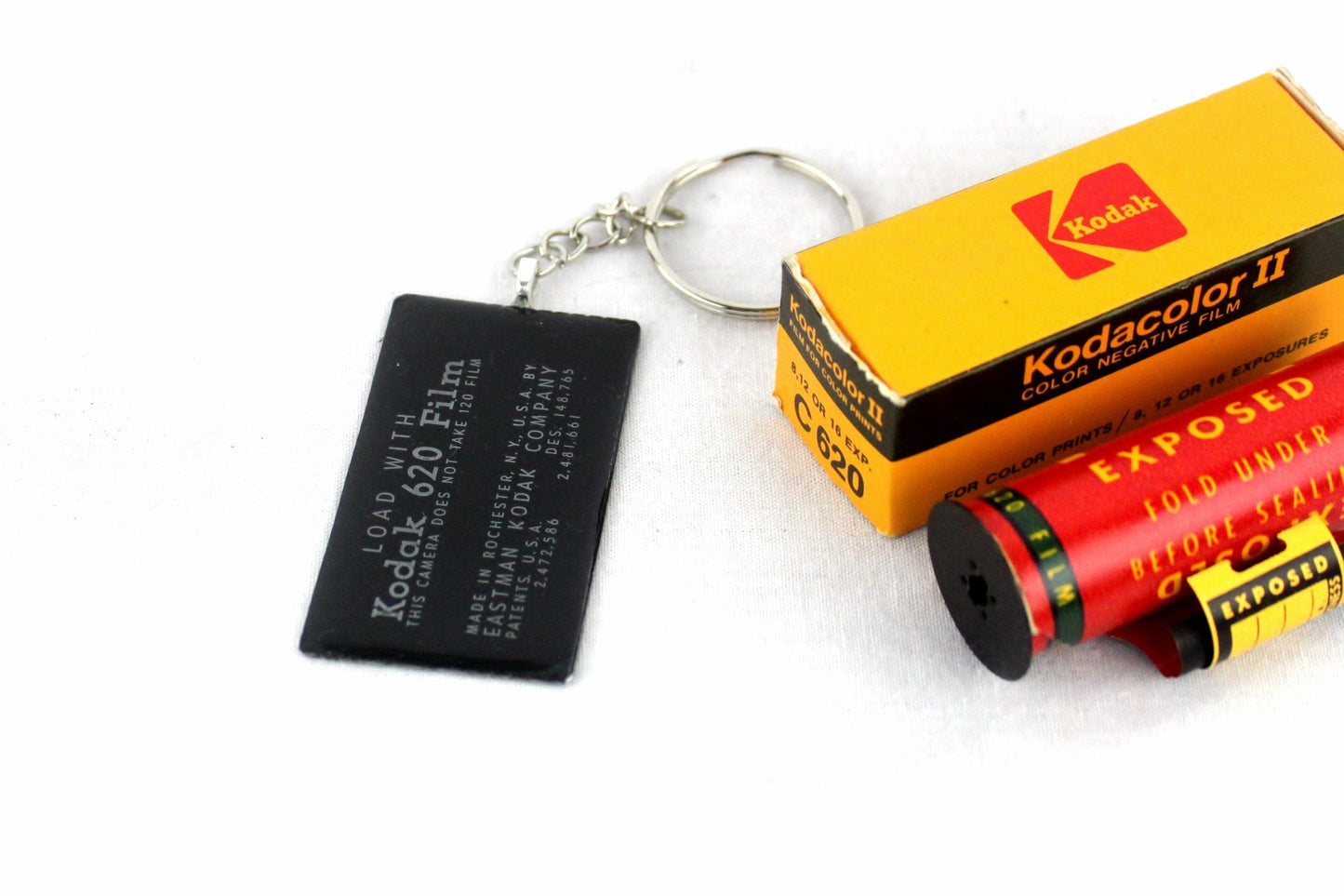 LightAndTimeArt Keychains Black Vintage Kodak 620 Roll Film Keychain, unique gifts for him and her, Photographer gift, eco-friendly