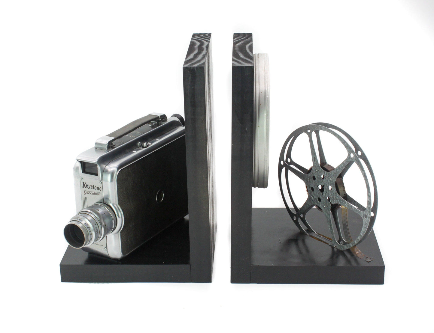 LightAndTimeArt Bookends Vintage Movie Camera Bookends - Keystone K51 Executive - DVD Holder - Home Theater Décor - Eco-friendly gift
