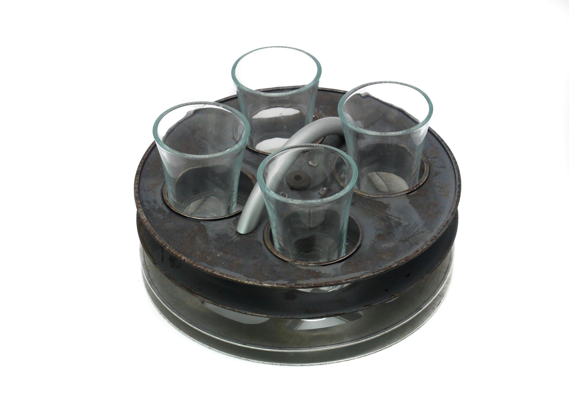 Shot Glasses, Heavy Base Shot Glass Set with Film Reel Tray - 4