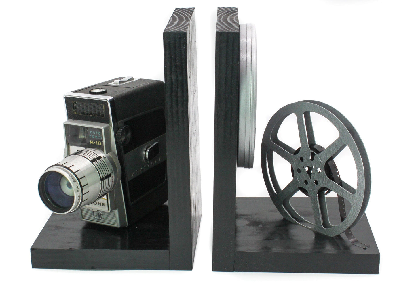 LightAndTimeArt Bookends Vintage Movie Camera Bookends - DVD Holder - Keystone 8mm Camera - Movie Theater Decor - Movie Maker Gift - Director Gift