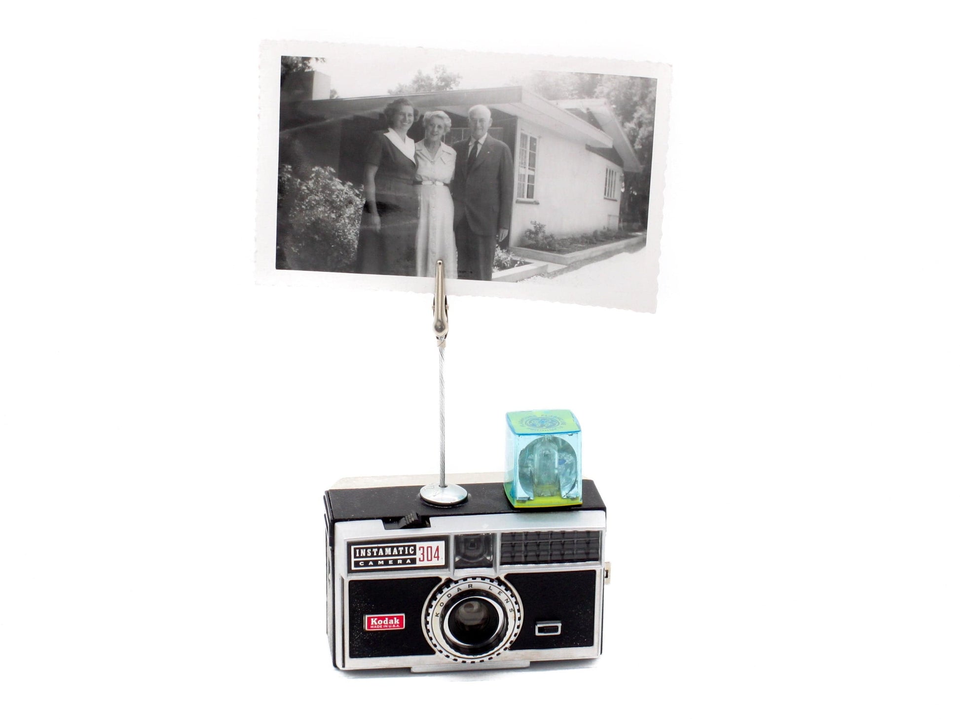 LightAndTimeArt Photo Holder Vintage Camera Photo Holder, Kodak Instamatic 304 Camera, Place Card Holder, Photo stand, memo holder, photo display, vintage lover gift