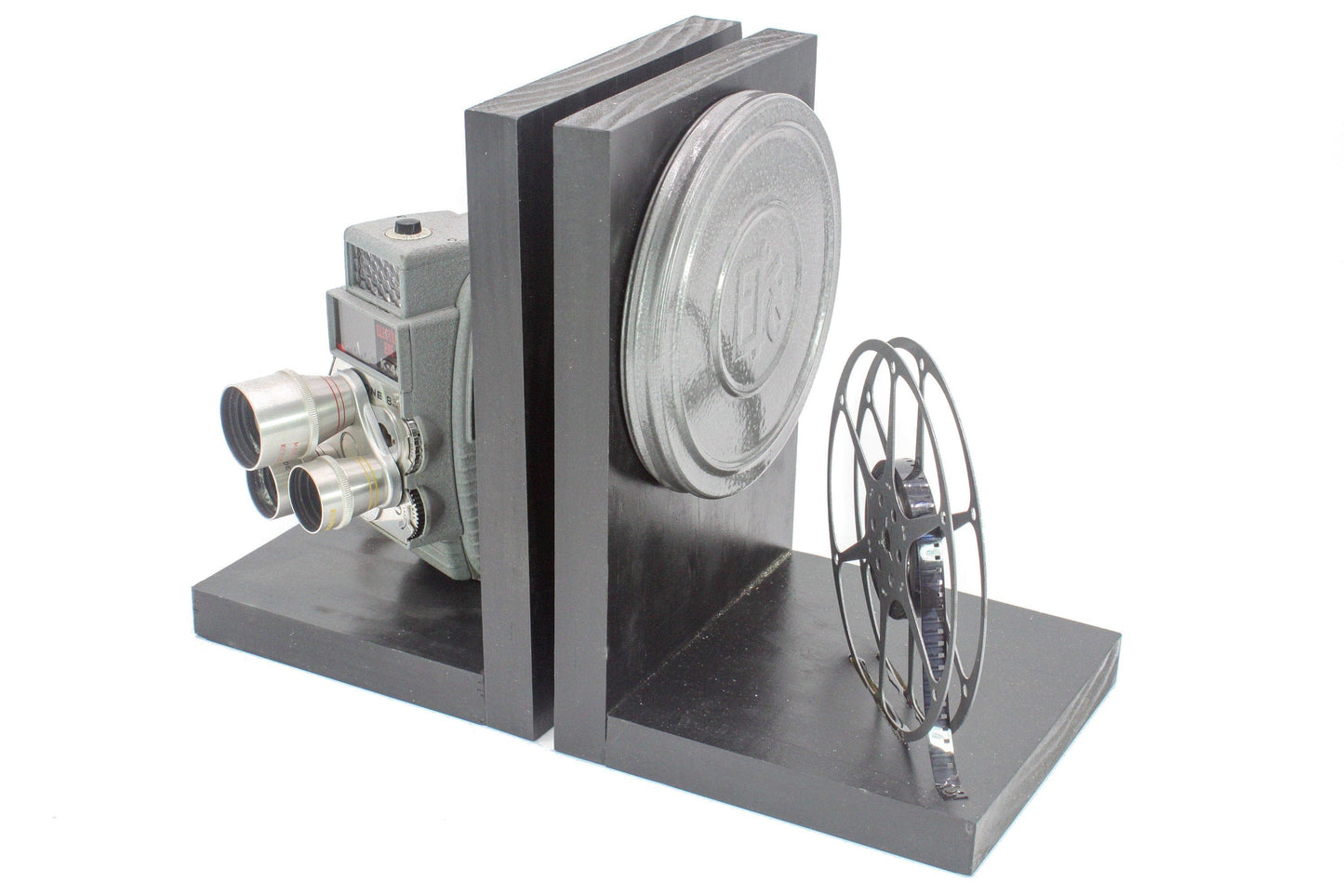 LightAndTimeArt Bookends Vintage Camera Bookends - DVD Holder - Keystone K4 Electric Eye Triple Turret - Movie Room Decor - Film Maker gift - Actor and Actress gift