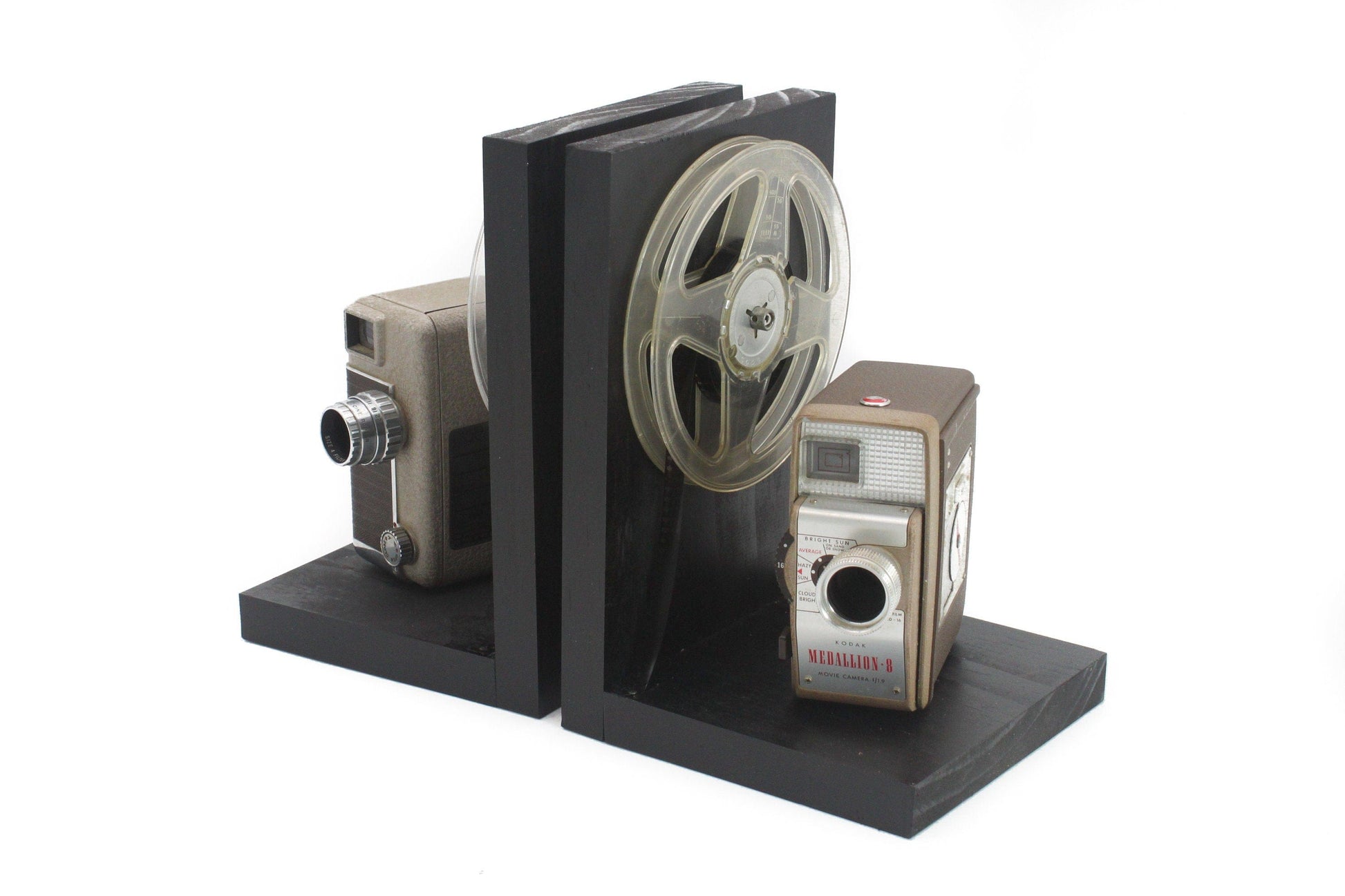 LightAndTimeArt Bookends Revere 8 Model B61 & Kodak Medallion 8, Vintage Movie Camera Bookend, DVD Holder, Movie Room Décor, Movie Maker Gift, Vintage Lover Gift