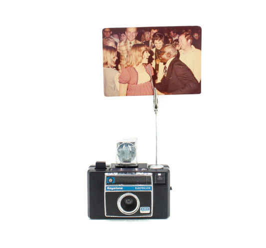 LightAndTimeArt Photo Holder Vintage Camera Photo Holder - Keystone Electric Eye Camera - Wedding Name Card Holder, Photo Stand for Instax Film