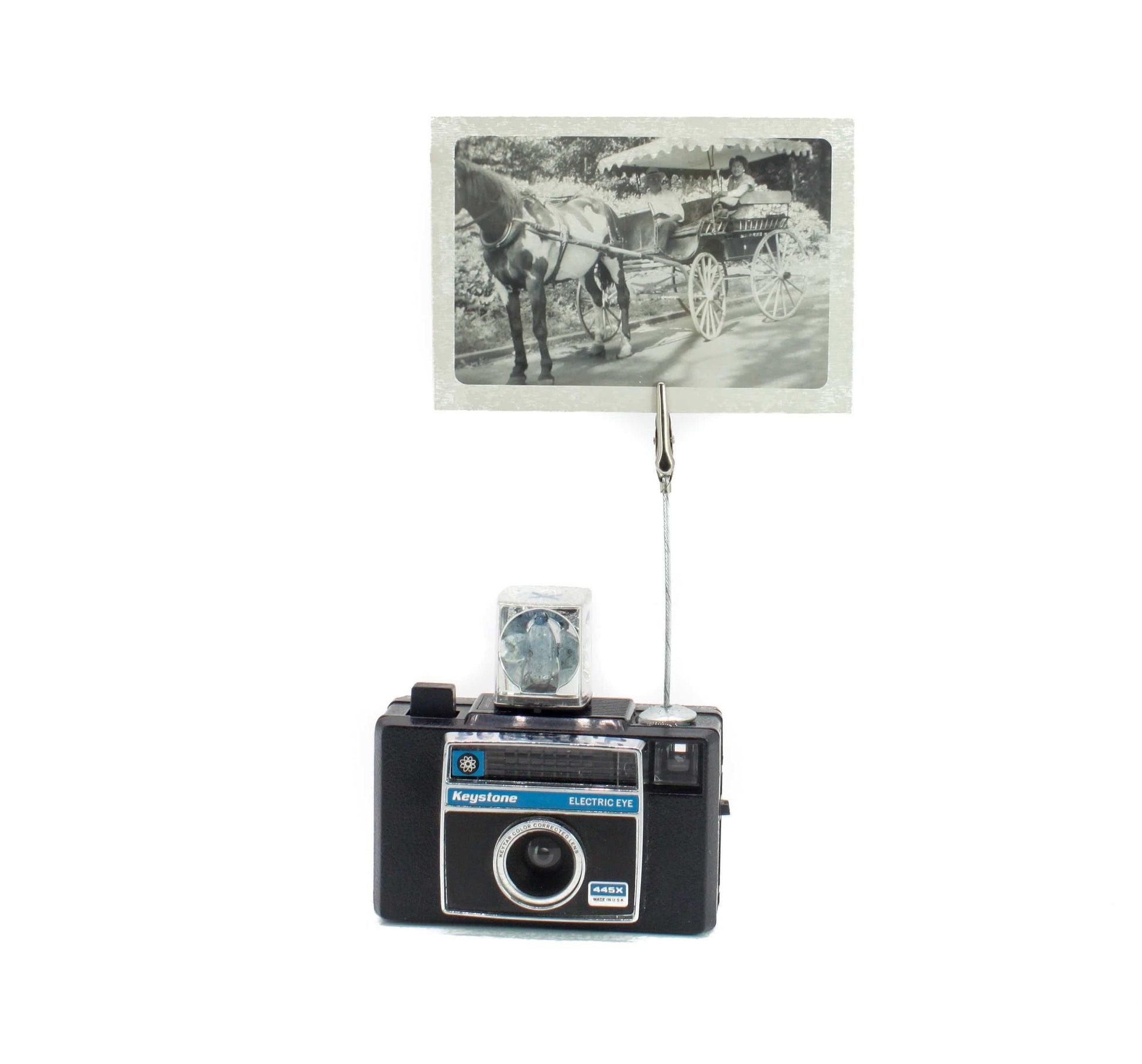LightAndTimeArt Photo Holder Vintage Camera Photo Holder - Keystone Electric Eye Camera - Wedding Name Card Holder, Photo Stand for Instax Film