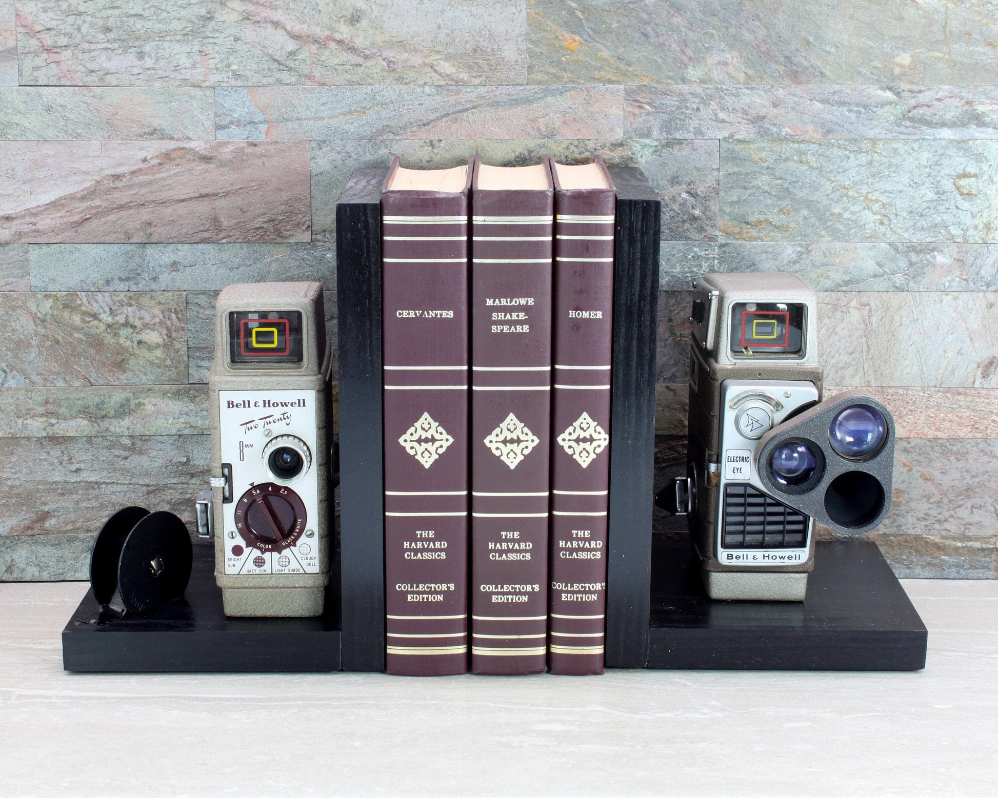 LightAndTimeArt Bookends Vintage Movie Camera Bookends, DVD Holder, Bell & Howell, Movie Theater Décor, Movie Maker Gift, Git for Actor and Actress