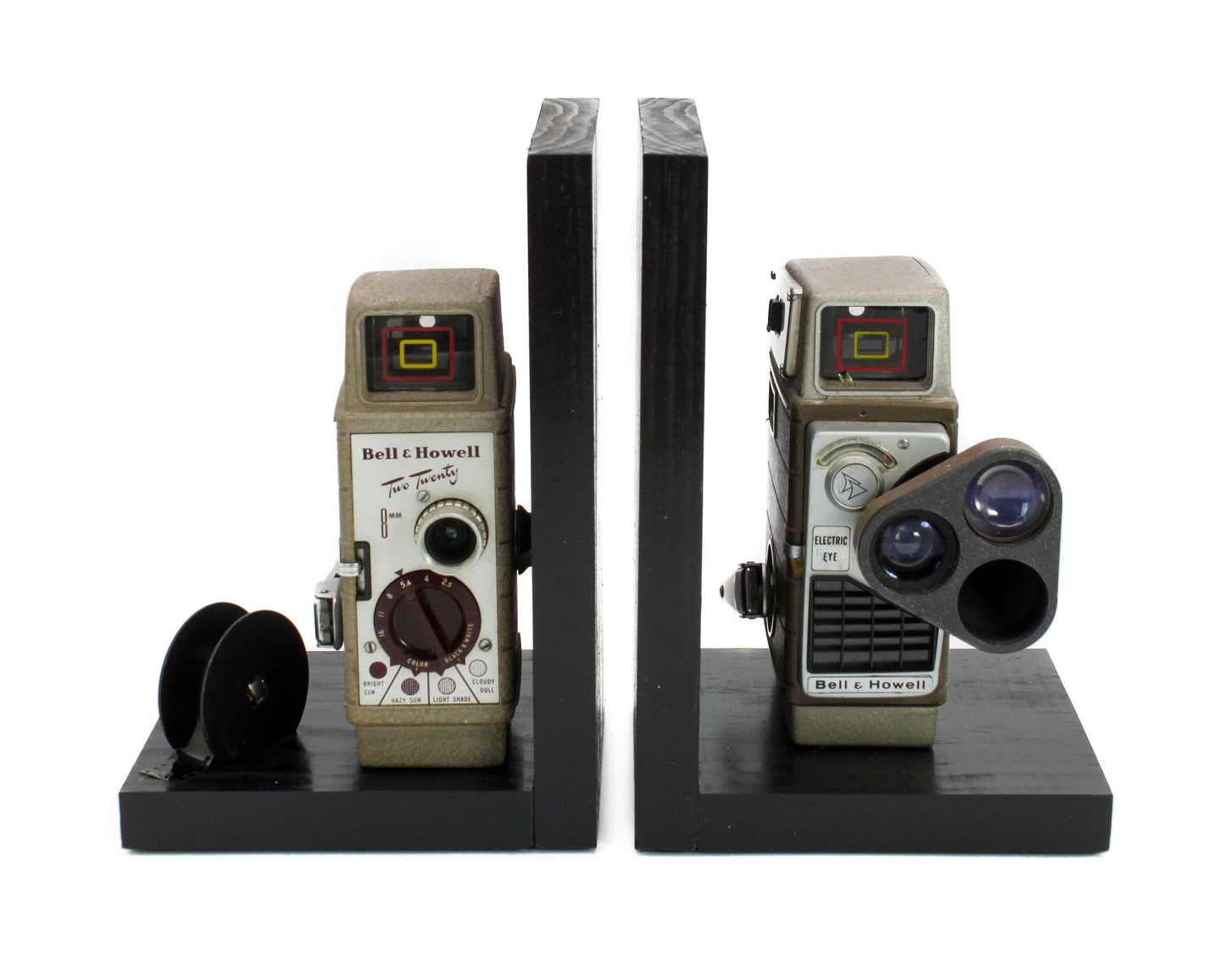 LightAndTimeArt Bookends Vintage Movie Camera Bookends, DVD Holder, Bell & Howell, Movie Theater Décor, Movie Maker Gift, Git for Actor and Actress