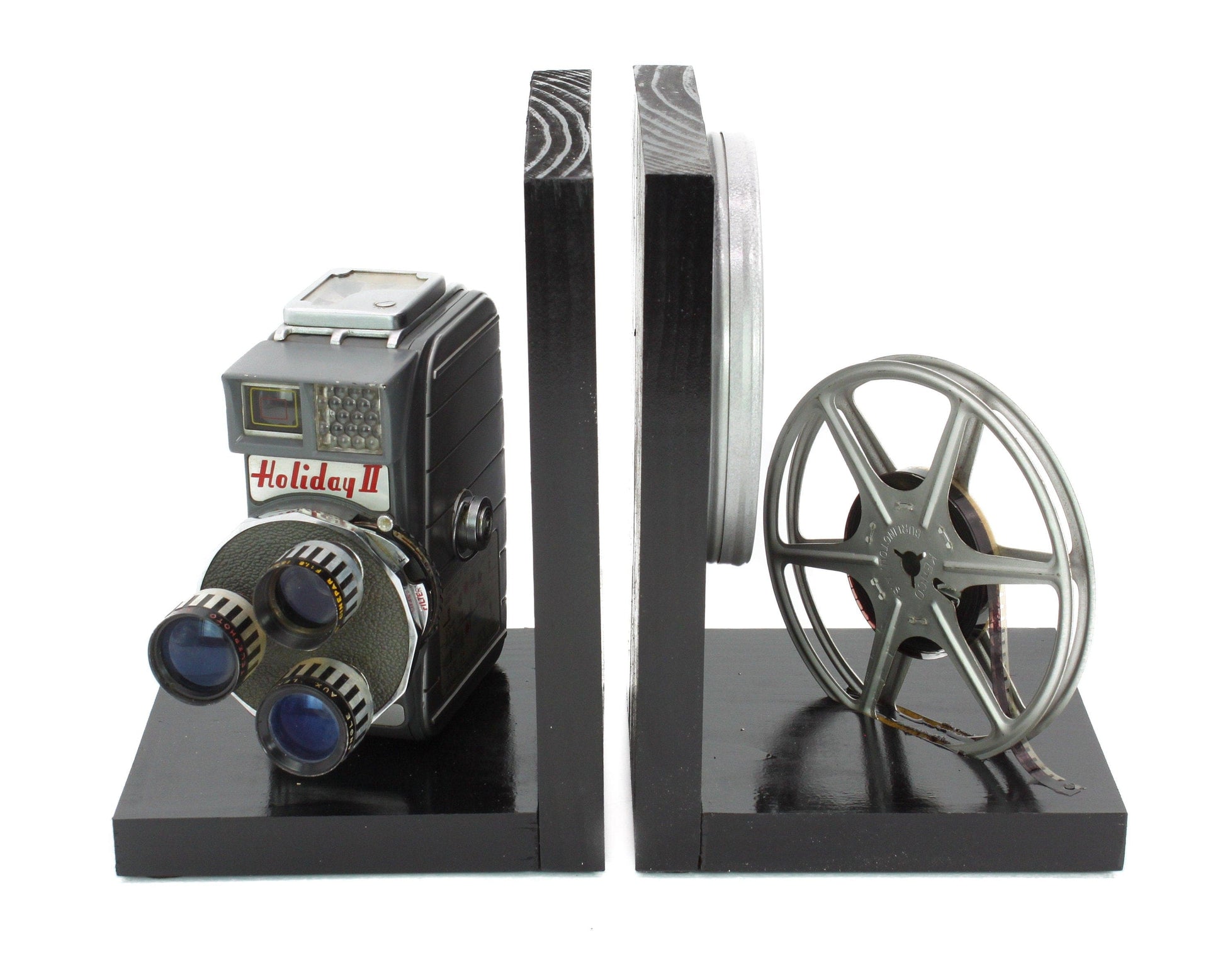 LightAndTimeArt Bookends Vintage Camera Bookends - DVD Holder - Mansfield Holiday II Triple Turret - Movie Room Decor - Film Maker gift - Actor and Actress gift