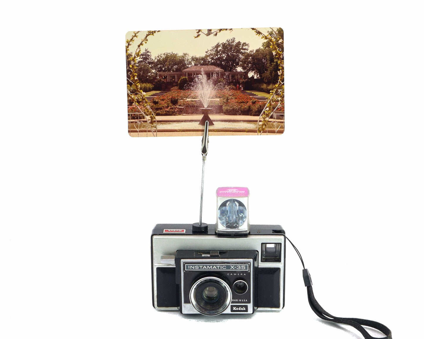 LightAndTimeArt Photo Holder Vintage Camera Photo Holder - Kodak Instamatic X-35 Camera - Wedding Name Card Holder, Photo Stand for Instax Film