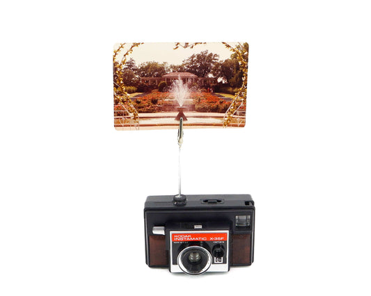 LightAndTimeArt Photo Holder Vintage Camera Photo Holder - Kodak Instamatic X-35F Camera - Wedding Name Card Holder, Photo Stand for Instax Film