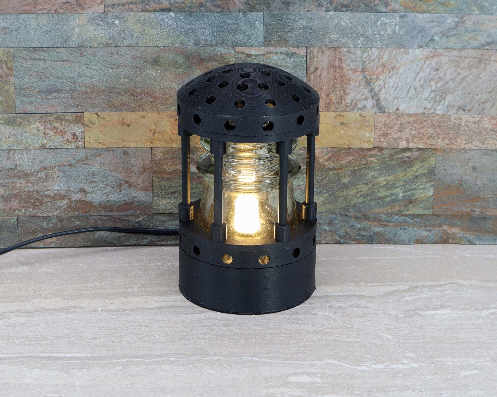 LightAndTimeArt Industrial lamp Hemingray Insulator Lamp, Industrial Lighting, Man Cave Deco, Neo Victorian Lamp design, Cyberpunk Lamp