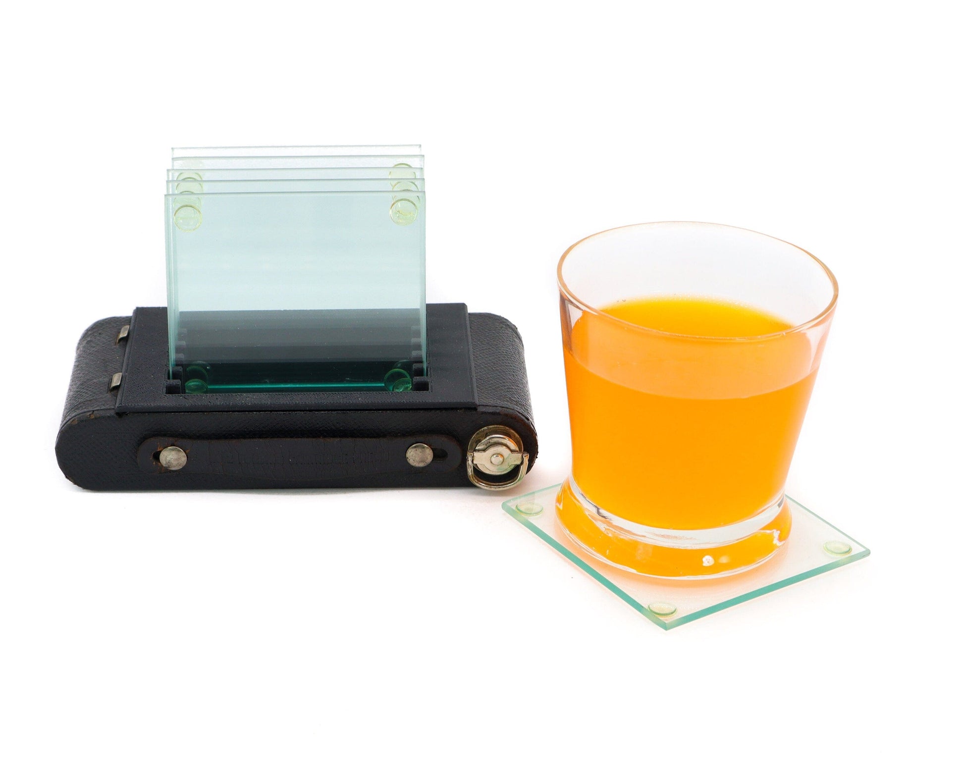 LightAndTimeArt Barware Minimalistic Kodak Folding Camera Coaster Holder, Barware, Home Theater Decor, photographer gift
