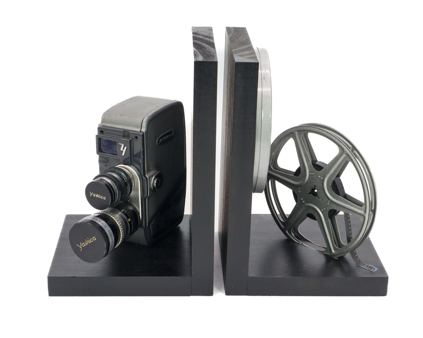 LightAndTimeArt Bookends Vintage Movie Camera Bookends, Yashica 8T-2, DVD Holder, Home Theater Décor, Movie Maker Gift, Eco-friendly Gift for Actor and Actress