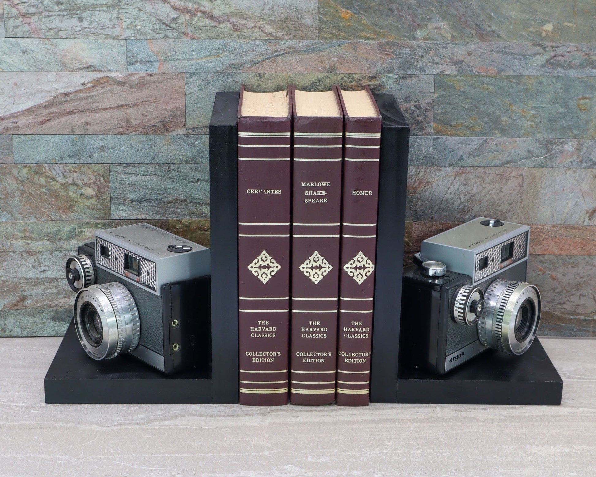 LightAndTimeArt Bookends Antique Decorative Camera Bookends, Argus Autronic, Home Theater Décor, Movie Room, DVD Holder, Vintage, Ecofriendly Gift