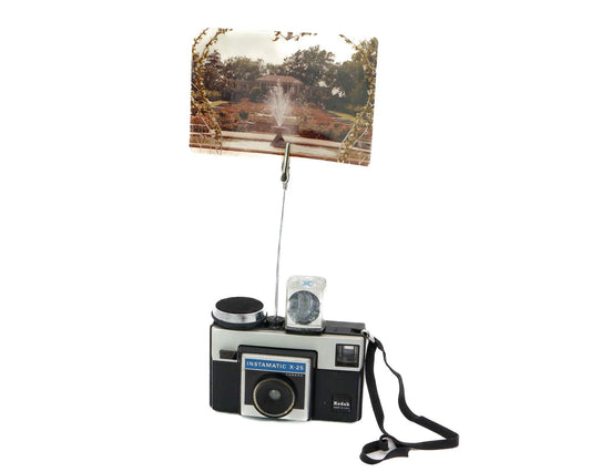 LightAndTimeArt Photo Holder Vintage Camera Photo Holder - Kodak Instamatic X-25 Camera - Wedding Name Card Holder, Photo Stand for Instax Film