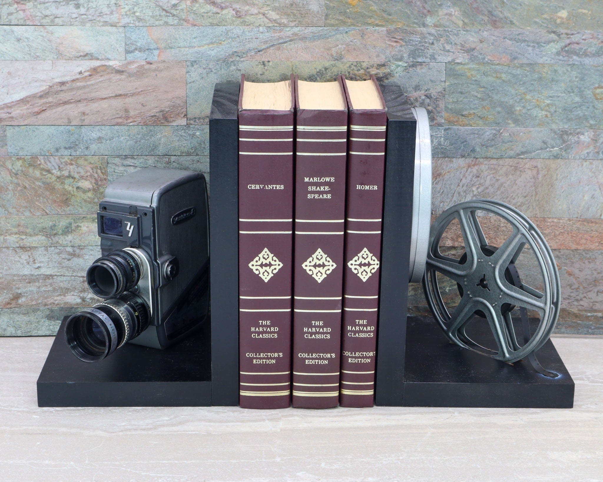 Vintage Movie Camera Bookends, Yashica 8T-2, DVD Holder, Home Theater ...