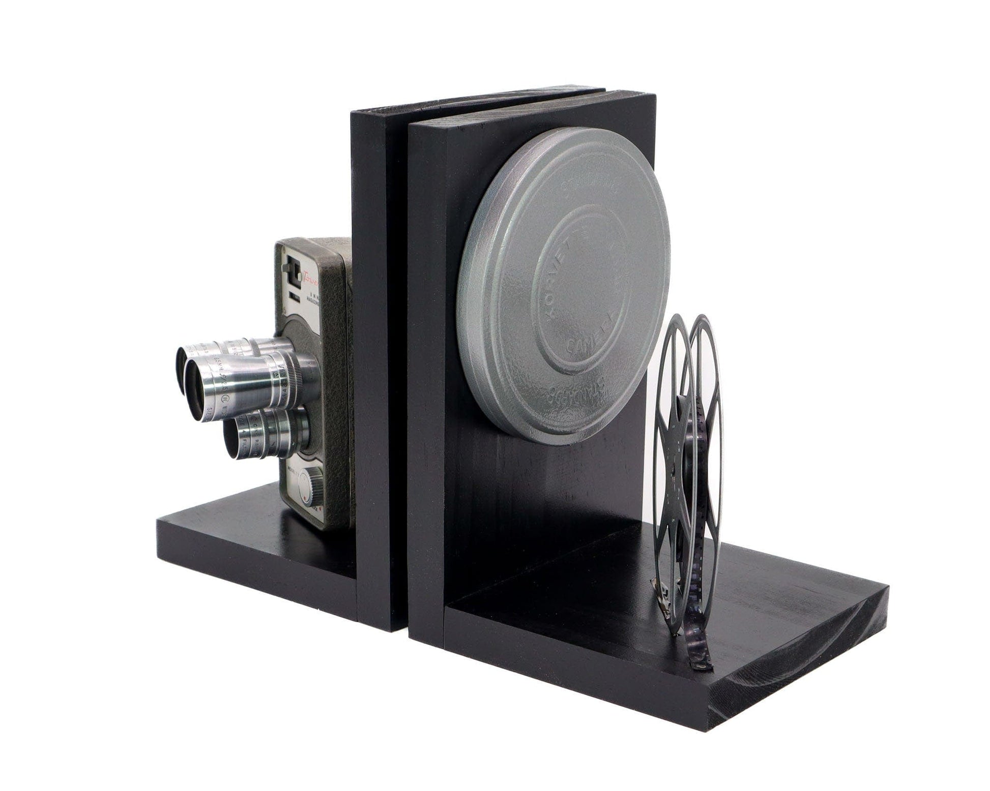 LightAndTimeArt Vintage Camera Bookends - DVD Holder - Tower Model T-185 Triple Turret - Movie Room Decor - Film Maker gift - Actor and Actress gift