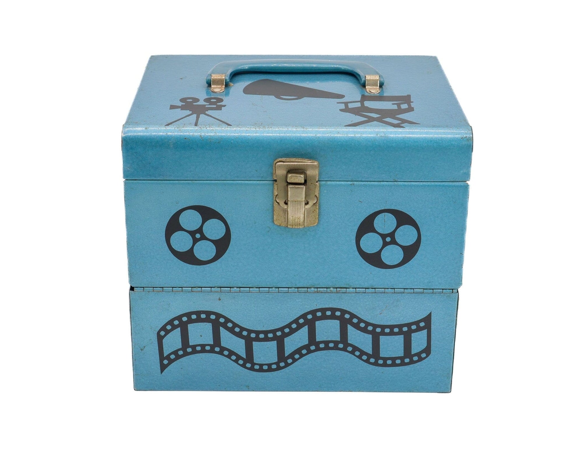 Vintage 8 MM Large Movie Metal Carrying Cases, Movie Night, Candy Stor