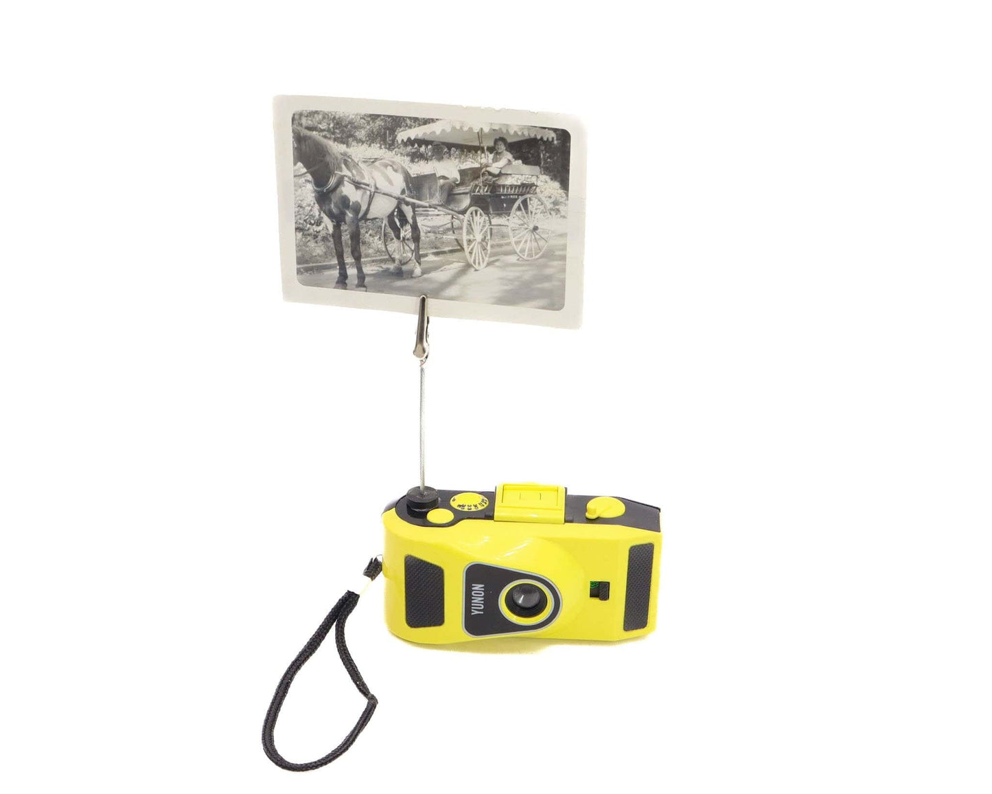 LightAndTimeArt Vintage Camera Photo Holder, Yellow 35mm Camera, Wedding Name Card Holder, Photo Stand for Instax Film, Memo Card Holder, Photo display