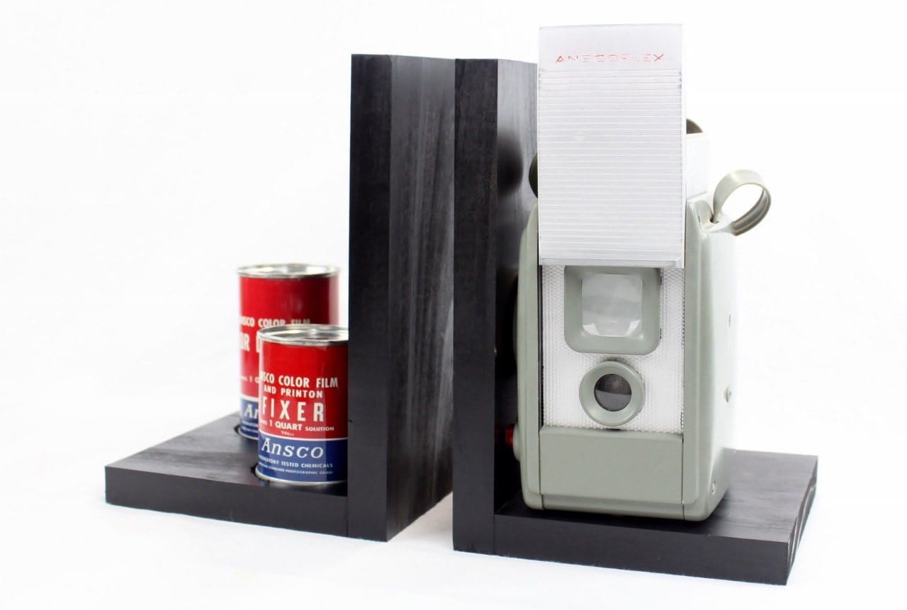 LightAndTimeArt Bookends Antique Decorative Camera Bookends - Vintage Ansco Anscoflex Camera, DVD Holder, Movie Room Décor, Book Lover, Vintage photographer Gift