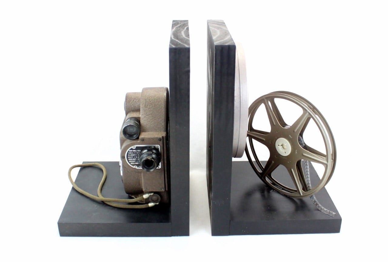 Vintage Camera Bookends, Revere 8 Model 88, DVD Holder, Movie Room