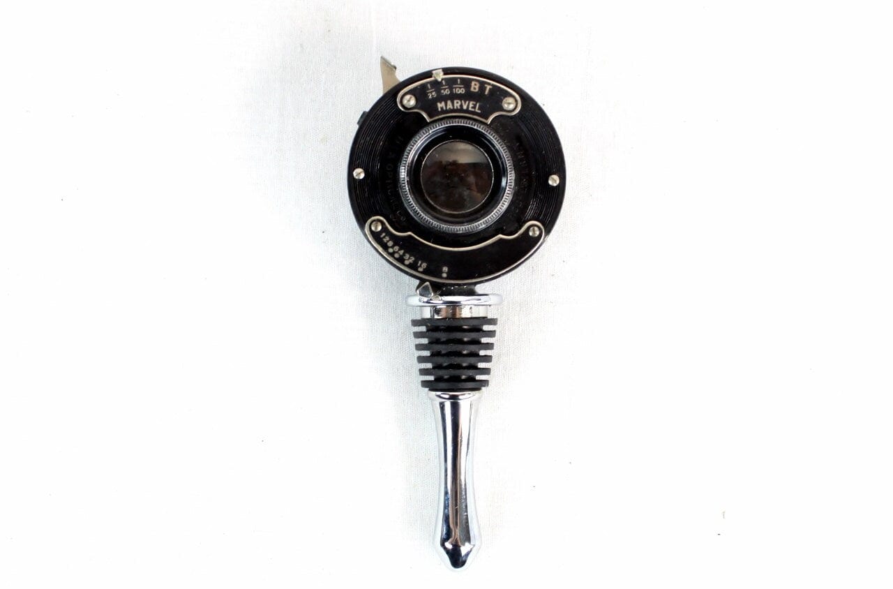 LightAndTimeArt Bottle Stoppers & Savers Collectible Vintage Wine Bottle Stopper - Ansco Folding Camera Lens - Wine Accessory